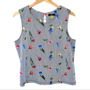 Jules & Leopold Striped Floral Tank Blouse